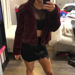 Maroon Fuzzy Jacket